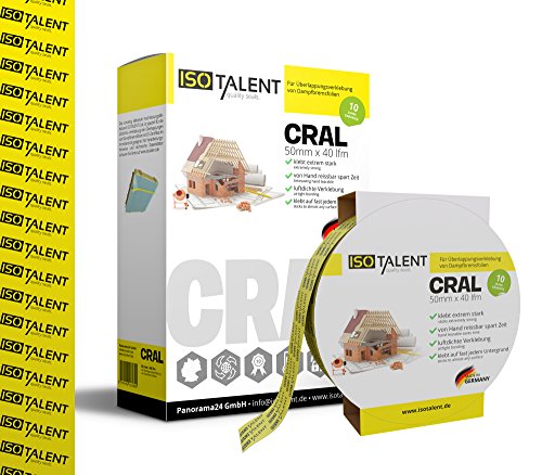Preisvergleich Produktbild ISOTALENT - CRAL Klebeband (Grün - 50mm x 40lfm) zur Verklebung von Dampfsperrfolien, Dampfbremsfolien, Dampfbremse, Dampfsperre, OSB Dach Folie