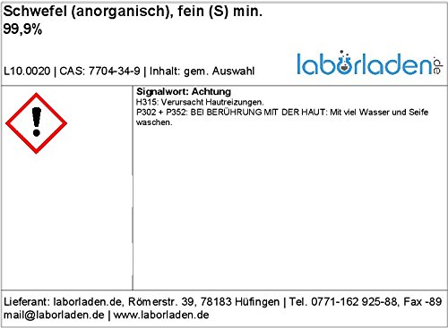 1000g Schwefel (anorganischer Schwefel, feines Pulver, beste Qualität 99,9%) – z. B. für Labor - 3