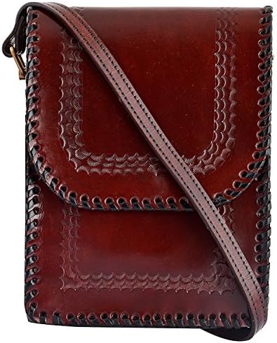 Indi 8" Tall (L=6"inch x H=8" inch) Handmade Satchel Cross Body Shoulder Bag, Everyday Satchel, Weekend Festival Crossbody Bag crafted By Indicraft Inc (Dark Brown)