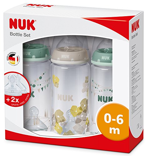 NUK First Choice 3 Plus 2 Set, Vorteils-Set und zwei Ersatzsaugern, BPA frei, 0-6 Monate - 2