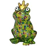 Pomme Pidou Hucha King Frog Theo | Hucha rana rey original en cerámica | verde con flores |...