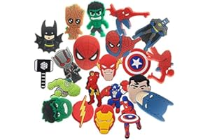 BSNRDX Superhero Adornos de Zapatos, 21 Piezas Superhero PVC Encantos de Zapatos de Dibujos Animados para Zapatos Clog y Pulsera Brazalete Regalos de Niños Fiesta Cumpleaños