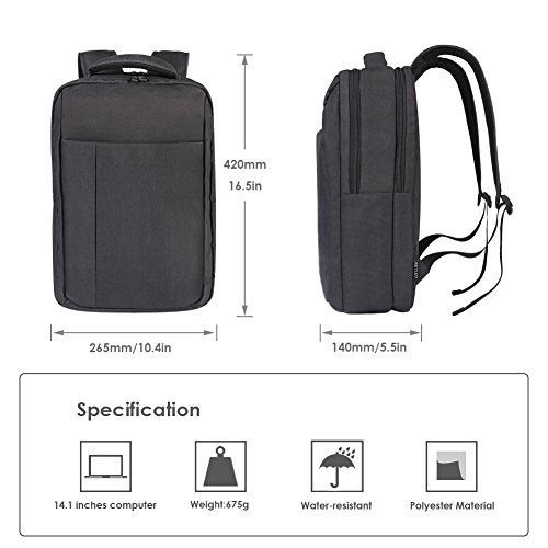 REYLEO Business Rucksack Herren Und Damen Laptop Tasche Backpack Für Stadt Und Büro Schwarz Wasserdicht - 6