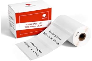 ‎PHOMEMO Phomemo Thermoetikett,selbstklebendes Etikett,60 mm * 40mm, kompatibel mit dem Etikettendrucker Phommeo M200,geeignet für Büro,Lager,Adressetikett,Preisetikett.180 Etiketten pro Rolle (weißes Etikett)