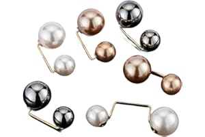 LJFEA Broche de Perlas de imitación Dobles para Mujer, 12 Piezas, Cuello cárdigan, Bufanda, Clip, Pinzas para la Ropa, Accesorios de Ropa, Joyas para Regalos Mujeres niñas, Metal