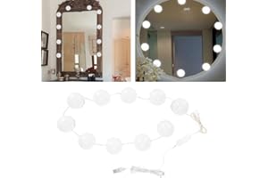 BRRNOO Lampes pour Miroir, Miroir de Maquillage de la Vanité Led D'ampoules de 10 Allume la Ficelle Légère Réglable de Tons Froids Chauds D'ampoule de Dimmable, 5 Niveaux de Luminosité