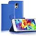 Price comparison product image Wallet Case für Samsung S5 I9600 Königs Blau mit Magnetschnalle mit Fächern für sämtliche Visitenkarten / Kreditkarten und einem Maxifach im Bookstyle