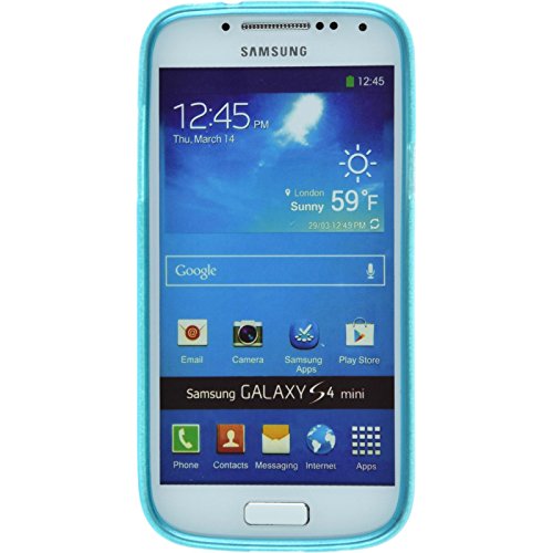 Funda de silicona para Samsung Galaxy S4 Mini - brushed azul - Cover PhoneNatic Cubierta   protector de pantalla