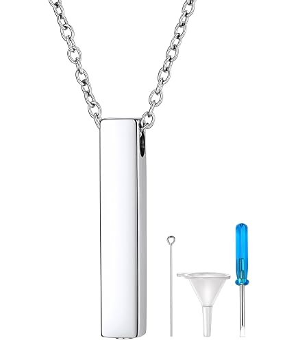 Collana Ciondolo Cilindro In Vetro Per Ceneri Di Cremazione - Ricordo In Acciaio Inox