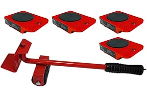 Novatool Juego de rodillos de transporte para muebles, 5 piezas, 4 rodillos para muebles, 1 elevador, capacidad de carga de 150 kg por sistema de deslizamiento, mobiliario de mobiliario Easy Mover