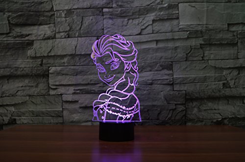 Elsa Hologramm 3d Lampe Nachttischlampe, Nachtlicht fürs Kinderzimmer, LED Lampe fürs Wohnzimmer - 6