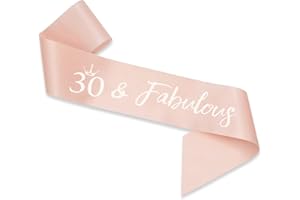 SZHUIHER Rose Gold 30. Geburtstag Schärpe mit Goldfolie Worte, Fabelhafte 30 Geburtstag Satin Schärpe Geburtstagsgeschenk 30. Geburtstag Accessoires für Frauen Mädchen
