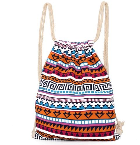 Aeoss Canvas Aztec Geometric Tribal Print Bohemian Drawstring Gym College School Bag Backpack Small Handbag (Blue and Orange) RS.299 (70.00% Off) - Amazon
