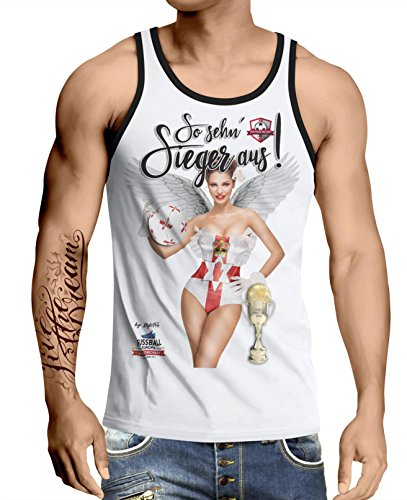 Stylotex Herren Tank Top basic So sehn Sieger aus Girl Nord Irland Northern Ireland, Farbe:weiss-schwarz;Größe:XXL