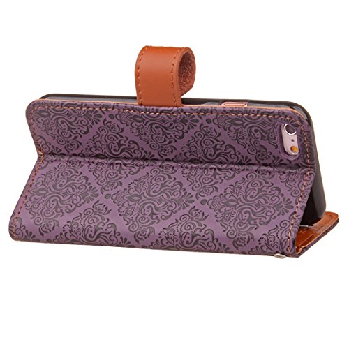 iPhone 6 Lederhülle, Asnlove PU Ledertasche Schutzhülle + Weich Hülle Stand Feature Flipcase Tasche Leather Case mit Standfunktion Tablet Etui mit Karte Slots für iPhone 6 Case, iPhone 6s Cover – Lila - 5