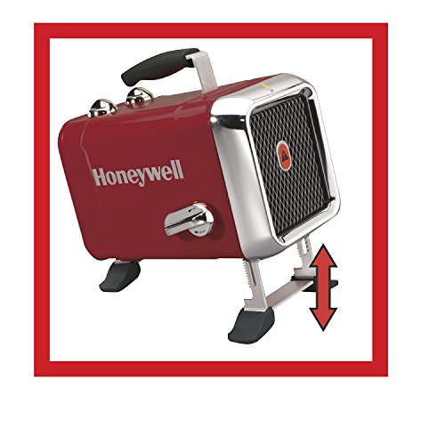 Honeywell HZ-510E Keramik-Heizlüfter in rot/Chrom, 1100/1800 Watt breiter Standfuß - 3