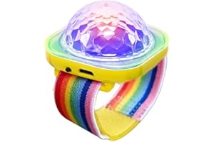 ‎LANCOON Lancoon Disco Ball Licht, Tragbare Mini Tragbare LED Lampe Nacht Stroboskop Uhr Armband USB Aufladen Sprachgesteuert mit Saugnapf für Kind Party Auto Tanzen DJ Club(Gelb)