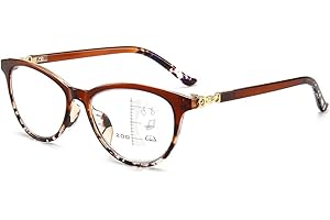 KOOSUFA Damskie okulary progresywne, wieloogniskowe, okulary do czytania, ochrona przed niebieskim światłem, kocie oko, rogowe, pomoc w czytaniu, ochrona przed zmęczeniem, 1,0, 1,5, 2,0, 2,5, 3,0, 3,5