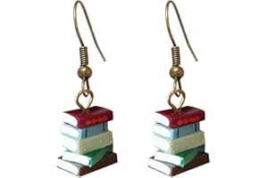 UNVOJL Book Lover Drop Earrings Multicolor Book Earrings Retro Library Earrings Dangle Earrings for World Book Day Book Lover Women Girls Gifts