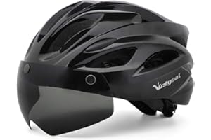 Victgoal Adults Bike Helmet for Men Women Detachable Magnetic Goggle Visor Bicycle Helmet with LED Rear Light Cycling Road Mountain Cycle Helmet