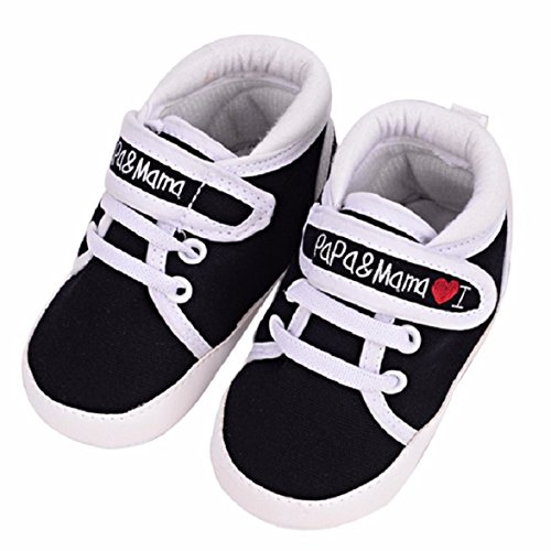Amison Baby Infant Kid Boy Girl Soft Sole Canvas Sneaker Toddler Shoes (12(6-12 months), Black)