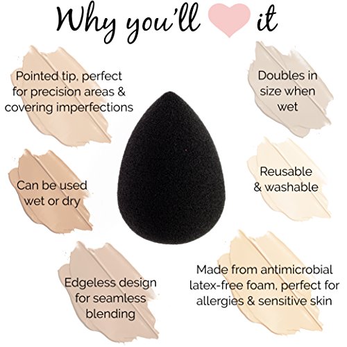 Best Silikon Schwamm & Beauty Blender Kit – Dream Beauty Box 3 Stück Original Teint Perfection – 2 klar Gel, Make-up-Applikator, Kissen Pads – 1 Premium Schwarz, ohne Latex, Tropfenform Beautyblender - 4