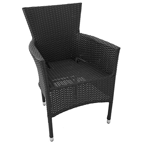 3tlg. Balkonmöbel Set Gartentisch Vollkunststoff Rattan-Optik 79x79cm + Poly Rattan Gartensessel Stapelstuhl Gartenstuhl Rattanstuhl Rattansessel stapelbar + Kissen Sitzgarnitur Sitzgruppe Gartenmöbel Gartengarnitur Terrassenmöbel