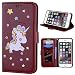 Produktbild iphone 6 plus/6S plus Fall mit Muster Flip Folio PU-Leder-Einhorn-Haut-Schutz-Abdeckung mit Einbauschlitz-Multifunktions-Stoßkasten Kratzfestes Shockproof Shell-Brown