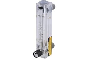SAGASAVE Panel Type Water Flow Meter, 0.05-0.5 GPM & 0.2-2 LPM Acrylic Liquid Flowmeter with Adjustable Knob for Water Industrial Equipment (1/2" External Thread, 1/4" Internal Thread)