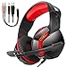 Produktbild Lovearn USB Stereo Surround Gaming Headset für PS4 PC Xbox One Xbox 360, Noise Cancelling Over Ear Kopfhörer mit Mikrofon LED-Licht für Laptop, Mac, iPad, Nintendo Switch-Spiele (red)
