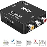 RCA to HDMI, GANA 1080P AV to HDMI Video Converter Mini RCA Composite CVBS Adapter Supporting PAL/NTSC with USB Charge Cable for PC Laptop Xbox PS4 PS3 TV STB VHS VCR Camera DVD