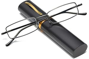 Hubeye Occhiale da lettura metallo Ultrasottile con la Cerniela a molla da Uomo e Donna Anti luce blu con la Custodia Clip Portatile 1.00