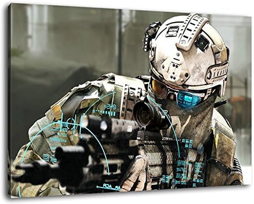 ghost recon future soldier format 47"x31,5" painting on canvas, XXL huge Pictures completely framed with stretcher, Art print on wall picture with frame