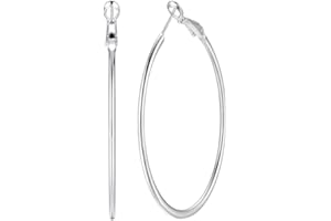 IMINI Srebrne duże kolczyki obręcze dla kobiet dziewcząt stal nierdzewna obręcze huggie hipoalergiczne dla wrażliwych uszu 60 mm 70 mm, Stal nierdzewna, Bez kamienia