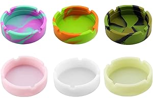 SOQKEEN Posacenere in Silicone 6 pezzi Colorato Fluorescenza Posacenere Set Portatile Posacenere da Esterno Antiaderente Resistente al Calore Posacenere Design di Posacenere per Casa Ufficio o Esterno