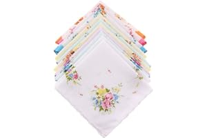 MAPFIRREM Tea Party, 10Pcs Womens Vintage Floral Print Cotton Handkerchief Hanky Bulk Set