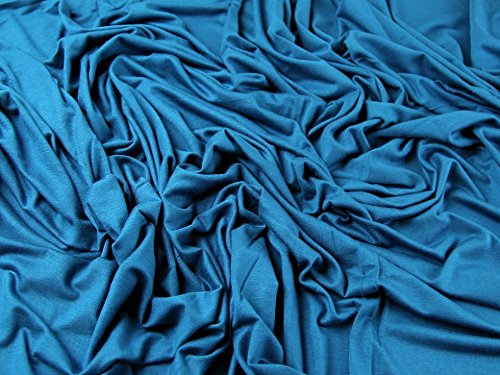 Plain Viskose & Lycra Stretch Jersey Knit Kleid Stoff Blaugrün – Meterware
