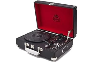 Platine vinyle GPO Attache de style valisette avec haut-parleurs intégrés -Noir