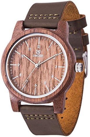 UWOODWood Watch,UWOOD Handmade Cow Leather Band Wood Watch Casual Business Sport Style Leather Band Wood Watch(Walnut)