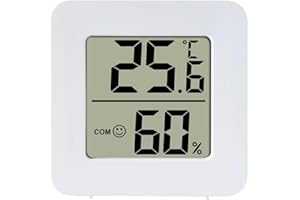 VENCENTE Digital Hygrometer Indoor Thermometer, Room Thermometer With LCD Display And Face Lcons, Humidity Gauge With Temperature Humidity Monitor For Bedroom, Baby Room