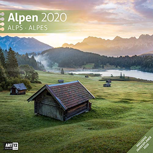 Alpen 2020, Wandkalender / Broschürenkalender im Hochformat (aufgeklappt 30x60 cm) - Geschenk-Kalender mit Monatskalendarium zum Eintragen