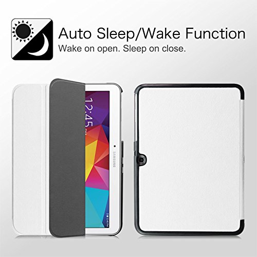 Fintie Samsung Galaxy Tab 4 10.1 Hülle Case – Ultra Schlank Superleicht Ständer Smart Shell Cover Schutzhülle Etui Tasche mit Auto Schlaf / Wach Funktion für Samsung Galaxy Tab 4 10.1 SM-T530 SM-T535 (nicht geeignet für Samsung Galaxy Tab 3 10.1), Weiß - 3