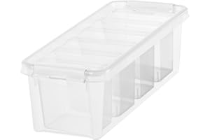 SmartStore caja de almacenamiento de plástico pequeña de 3.5L con 4 separadores y tapa - Apilable y encajable - Garantía de 10 años - Segura para Alimentos - Cierre con Clip L38 x W14 x H11 cm