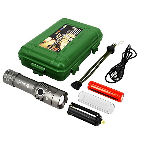 Taschenlampe VersionTech Einstellbare LED Handlampe, 18650 Akku, 1000 Lumen, 200m Effektiv Licht Reichweite, Wiederaufladbar Tragbar, Optimal für Haushalt, Camping, Angeln, Garage, Notfall, Stromausfall, Outdoor - 8