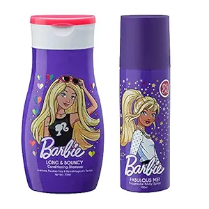 Barbie Conditioning Shampoo - Long & Bouncy 200ml with Fragrance Body Spray - Fabulous Me 100ml | Set of 2