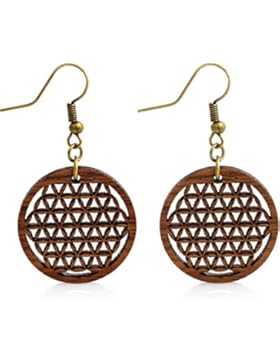 Blume des Lebens Ohrring - Nuss Massivholz - inkl. modernem Etui