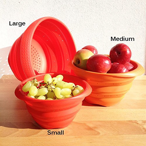 Faltbarer Platin-Silikonseiher (Ø14 cm, 1 L, Große: Klein), Hohe Qualität aus 100% Platin-Silikon, Made in Italy, Silikonsieb, Falbarer Seiher, Sieb Faltbar, Küchensieb, Abtropfsieb, Collapsible Silicone Colander, Strainer, 14 x 14 cm (Small – Red) - 7