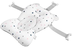 Kasmole Bain pour bébé, Coussin Support Bain antidérapant Pliable pour Baignoire, Accessoires Bain pour bébé, Coussin Soin pour bébé avec Boucles et 3 Ceintures sécurité