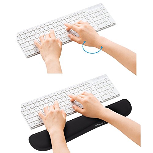 ELZO Reposamu  ecas para Teclado  Ergon  mico Coj  n de Mu  eca Apoyo con Espuma de Memoria para Ordenador Notebook Laptop  Negro