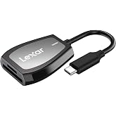 Lexar Profesyonel &ccedil;ift yuvalı okuyucu, USB-C bağlantılı, SD ve microSD kartlar i&ccedil;in, UHS-I siyah